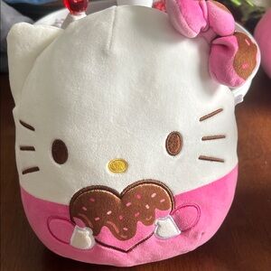 Hello Kitty Pink and White Plush Squishmallow with Heart NWOT